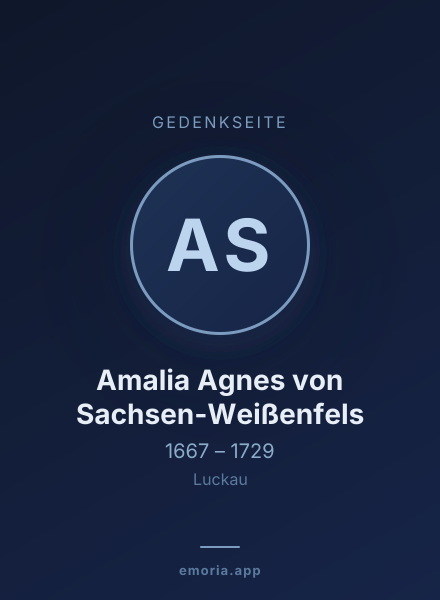 Gedenkportrait von Amalia Agnes von Sachsen-Weißenfels