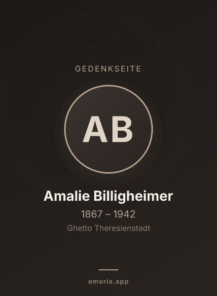 Gedenkportrait von Amalie Billigheimer