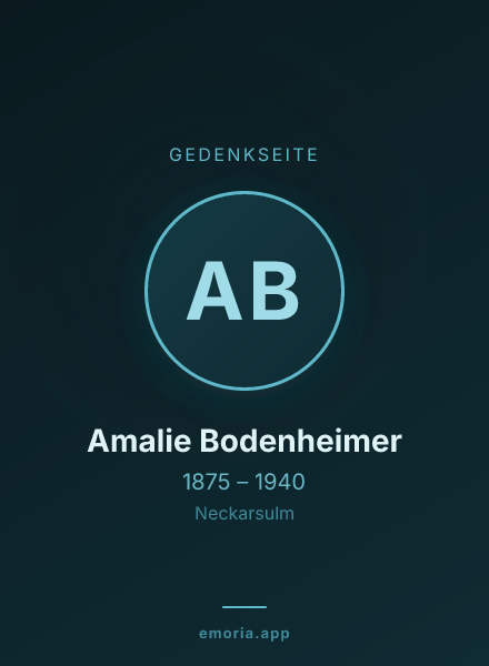 Gedenkportrait von Amalie Bodenheimer