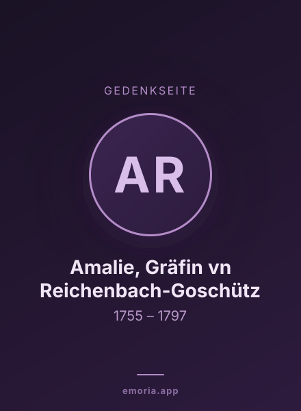 Gedenkportrait von Amalie, Gräfin vn Reichenbach-Goschütz