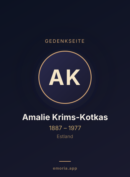 Gedenkportrait von Amalie Krims-Kotkas