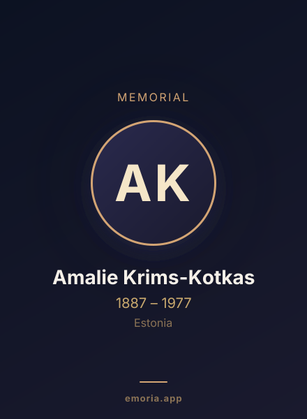 Memorial portrait of Amalie Krims-Kotkas