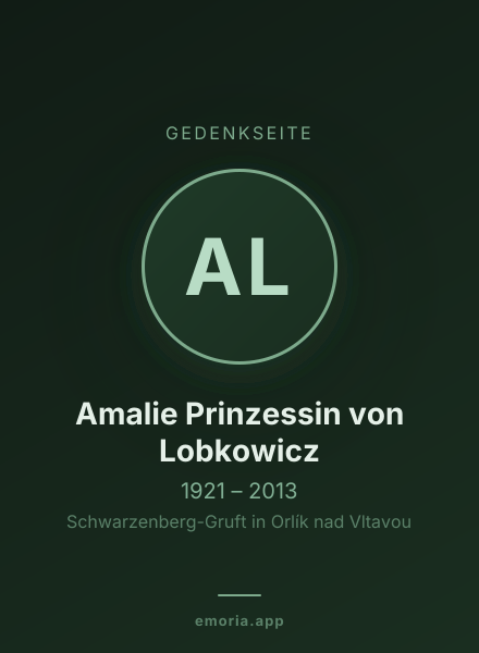 Gedenkportrait von Amalie Prinzessin von Lobkowicz