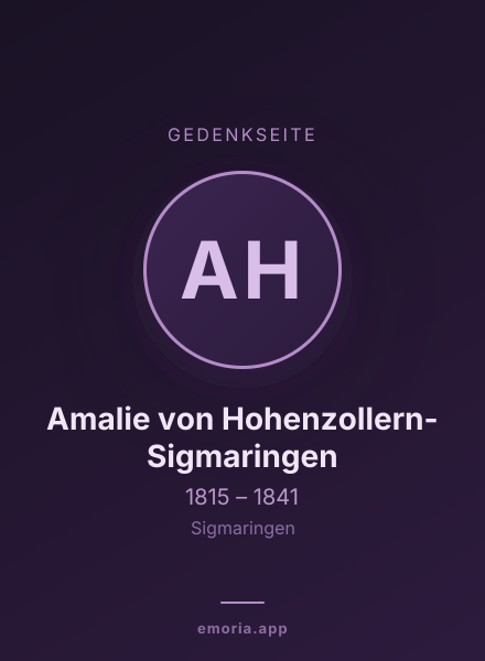 Gedenkportrait von Amalie von Hohenzollern-Sigmaringen