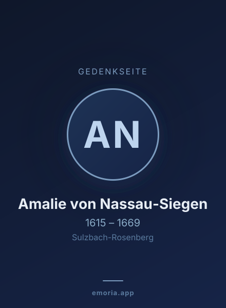 Gedenkportrait von Amalie von Nassau-Siegen