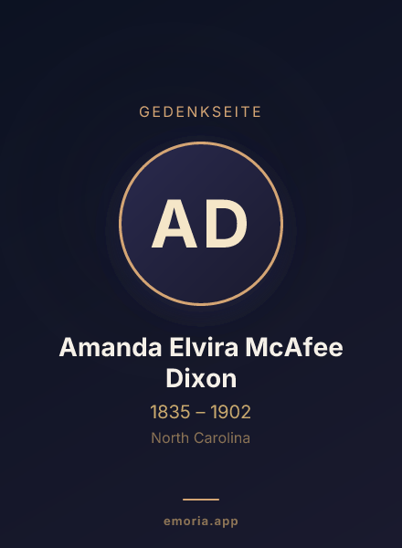 Gedenkportrait von Amanda Elvira McAfee Dixon