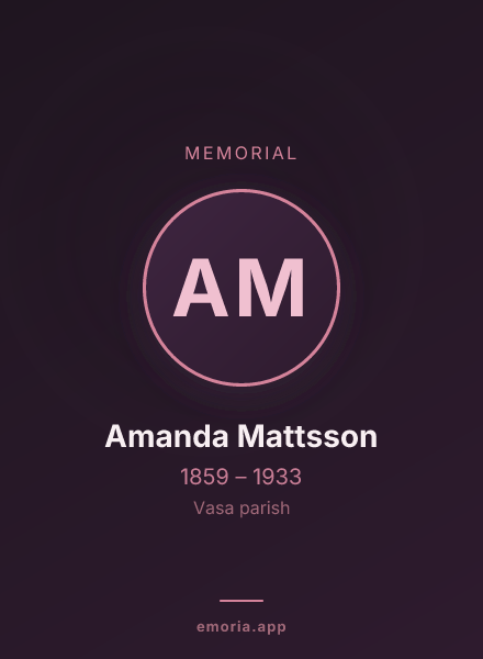 Memorial portrait of Amanda Mattsson