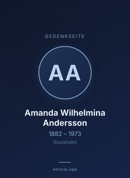 Gedenkportrait von Amanda Wilhelmina Andersson