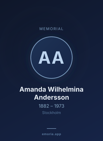 Memorial portrait of Amanda Wilhelmina Andersson