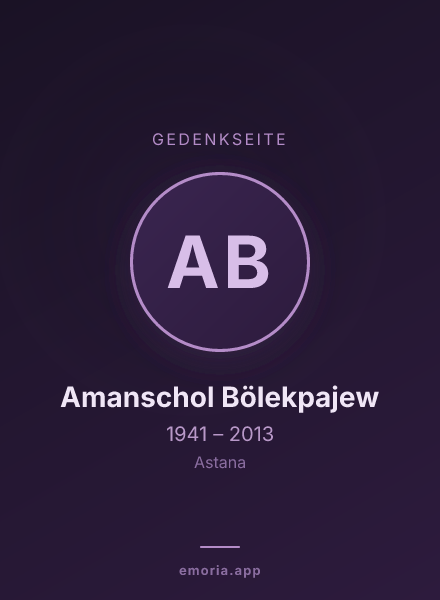 Gedenkportrait von Amanschol Bölekpajew