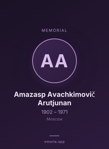 Memorial portrait of Amazasp Avachkimovič Arutjunan