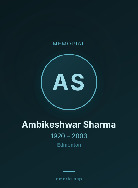 Memorial portrait of Ambikeshwar Sharma