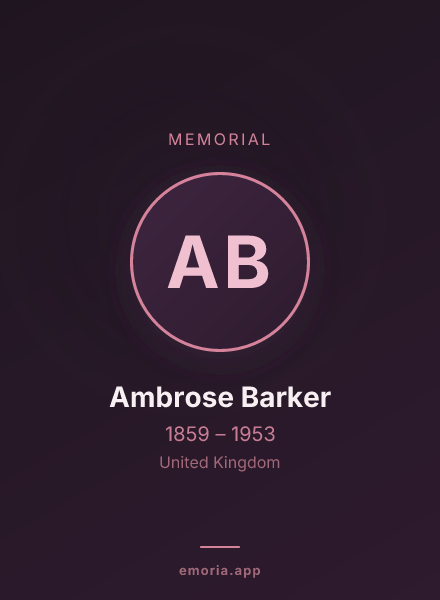 Memorial portrait of Ambrose Barker