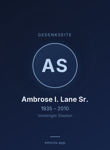 Gedenkportrait von Ambrose I. Lane Sr.