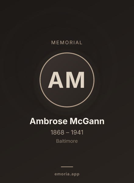 Memorial portrait of Ambrose McGann
