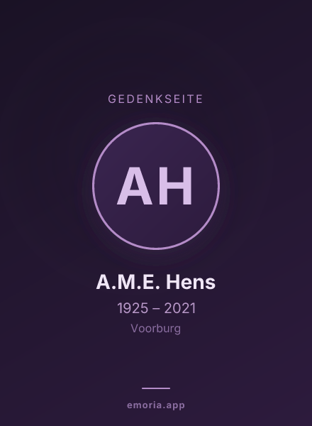 Gedenkportrait von A.M.E. Hens