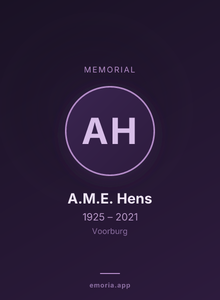 Memorial portrait of A.M.E. Hens