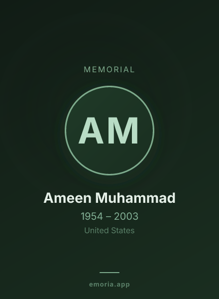 Memorial portrait of Ameen Muhammad