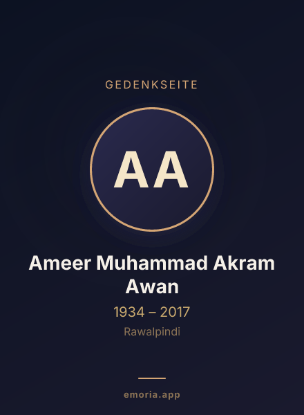 Gedenkportrait von Ameer Muhammad Akram Awan