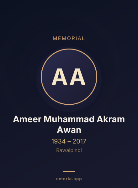 Memorial portrait of Ameer Muhammad Akram Awan