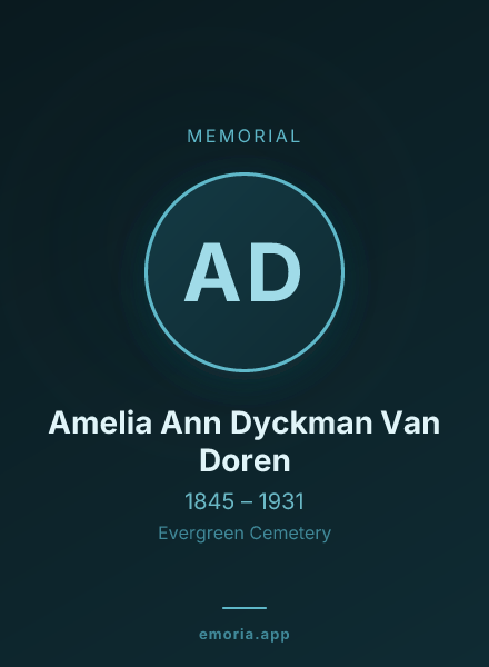 Memorial portrait of Amelia Ann Dyckman Van Doren