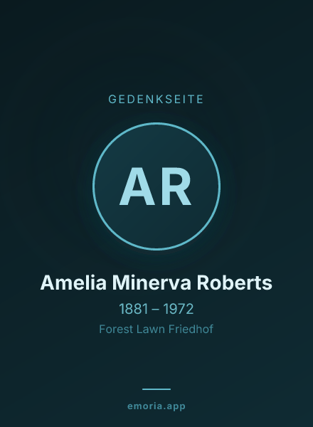 Gedenkportrait von Amelia Minerva Roberts