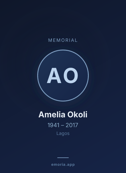 Memorial portrait of Amelia Okoli