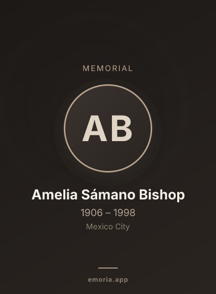 Memorial portrait of Amelia Sámano Bishop