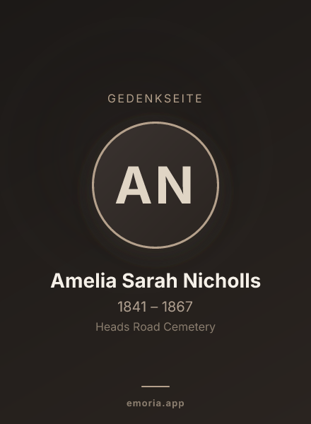 Gedenkportrait von Amelia Sarah Nicholls