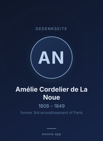 Gedenkportrait von Amélie Cordelier de La Noue