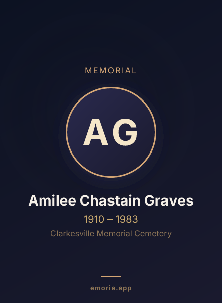 Memorial portrait of Amilee Chastain Graves
