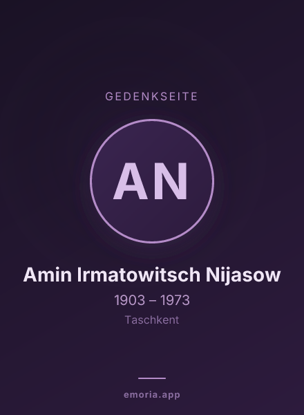 Gedenkportrait von Amin Irmatowitsch Nijasow