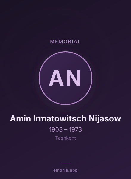 Memorial portrait of Amin Irmatowitsch Nijasow