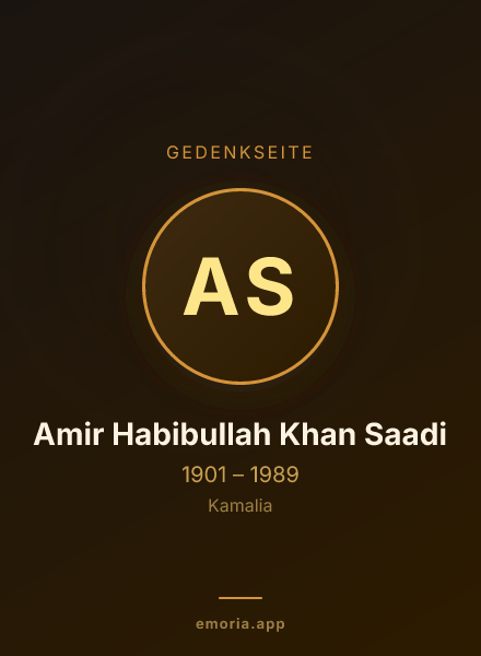Gedenkportrait von Amir Habibullah Khan Saadi