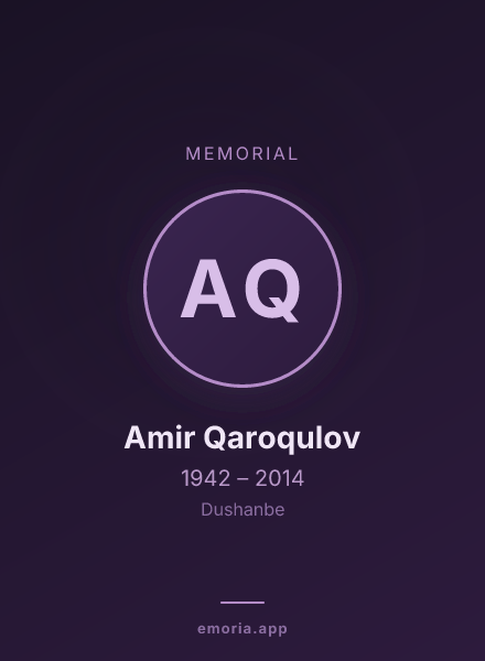 Memorial portrait of Amir Qaroqulov