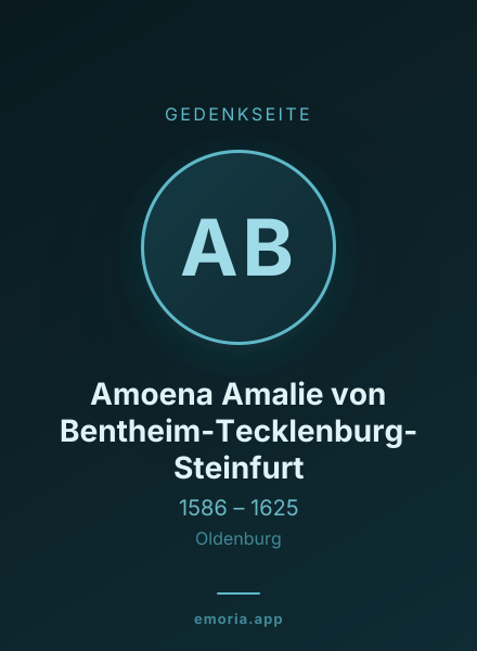 Gedenkportrait von Amoena Amalie von Bentheim-Tecklenburg-Steinfurt