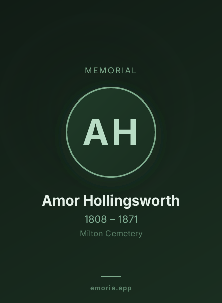Memorial portrait of Amor Hollingsworth