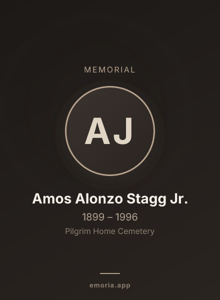 Memorial portrait of Amos Alonzo Stagg Jr.