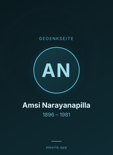 Gedenkportrait von Amsi Narayanapilla
