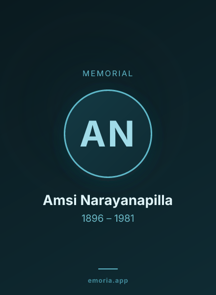 Memorial portrait of Amsi Narayanapilla