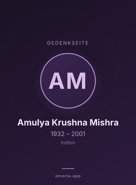 Gedenkportrait von Amulya Krushna Mishra