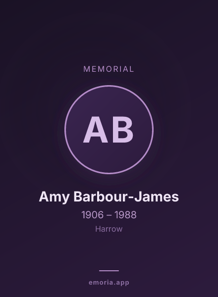 Memorial portrait of Amy Barbour-James
