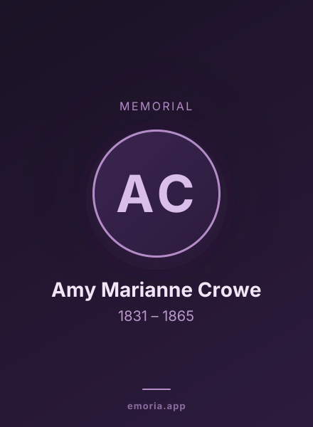 Memorial portrait of Amy Marianne Crowe