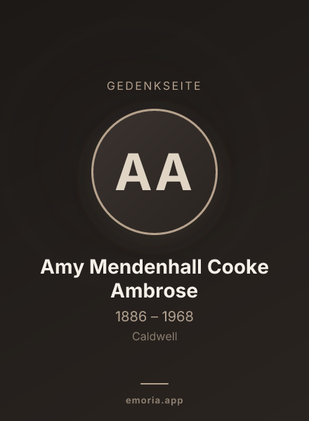 Gedenkportrait von Amy Mendenhall Cooke Ambrose