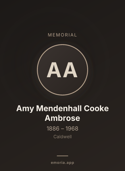 Memorial portrait of Amy Mendenhall Cooke Ambrose