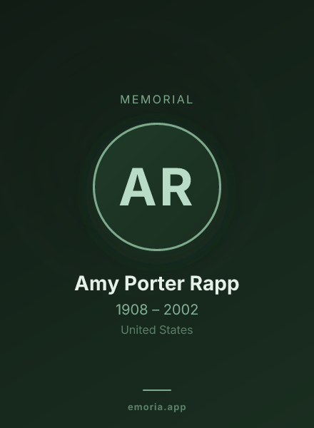 Memorial portrait of Amy Porter Rapp