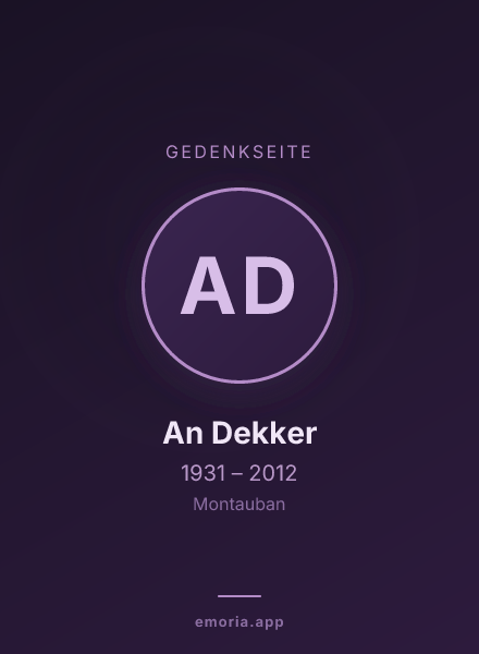 Gedenkportrait von An Dekker