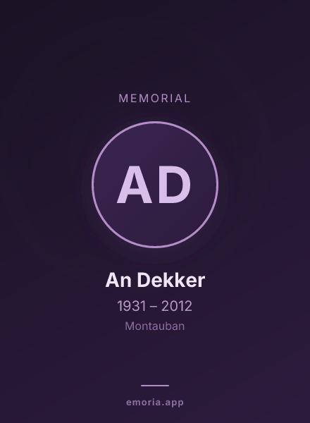 Memorial portrait of An Dekker