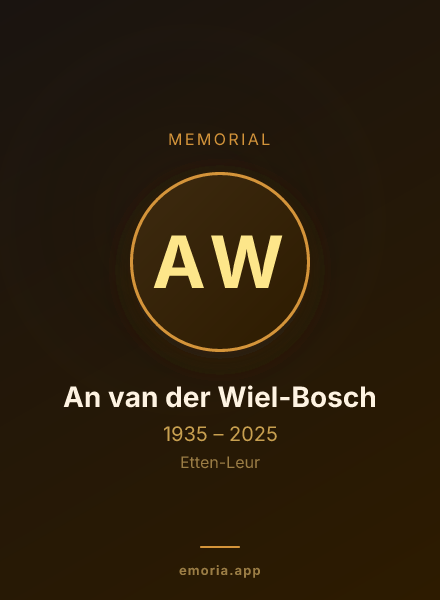 Memorial portrait of An van der Wiel-Bosch