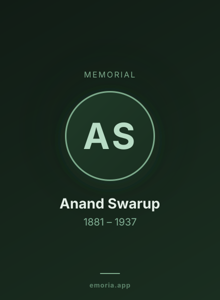 Memorial portrait of Anand Swarup
